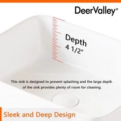 DEERVALLEY Rectangular Bathroom Ceramic Vessel Sink Art Basin in White -Bathroom Sinks Sales white deervalley vessel sinks dv 1v031 66 1000