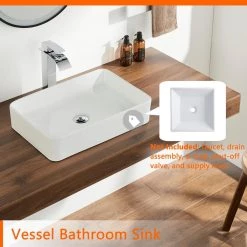 DEERVALLEY Classic Ceramic Rectangular Vessel Sink in White 15 DEERVALLEY Classic Ceramic Rectangular Vessel Sink in White -Bathroom Sinks Sales white deervalley vessel sinks dv 1v032 1d 1000