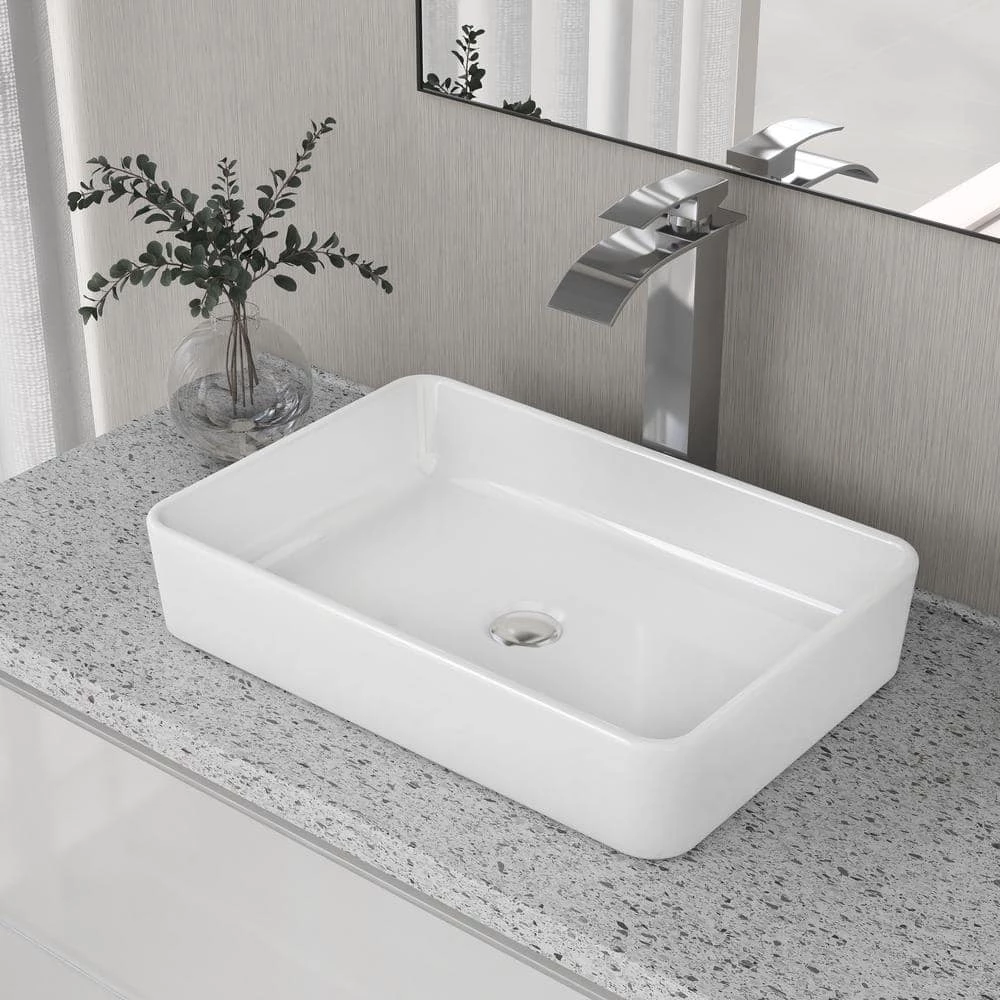 DEERVALLEY Classic Ceramic Rectangular Vessel Sink in White 7 DEERVALLEY Classic Ceramic Rectangular Vessel Sink in White - Image 5