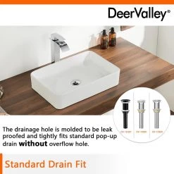 DEERVALLEY Classic Ceramic Rectangular Vessel Sink in White 20 DEERVALLEY Classic Ceramic Rectangular Vessel Sink in White -Bathroom Sinks Sales white deervalley vessel sinks dv 1v032 76 1000