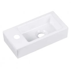 DEERVALLEY Ceramic Rectangular Wall Mounted Bathroom Sink in White -Bathroom Sinks Sales white deervalley wall mount sinks dv 1v081l 44 1000