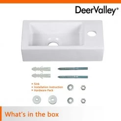 DEERVALLEY Ceramic Handmade Rectangular Wall Mount Bathroom Sink in White -Bathroom Sinks Sales white deervalley wall mount sinks dv 1v081r 66 1000