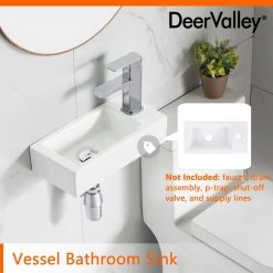 DEERVALLEY Ceramic Handmade Rectangular Wall Mount Bathroom Sink in White -Bathroom Sinks Sales white deervalley wall mount sinks dv 1v081r fa 1000