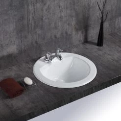 Unbranded Mercy 8 in. Drop-In Ceramic Circular Bath Sink with Overflow in Glossy White -Bathroom Sinks Sales white drop in bathroom sinks 240147 31 1000