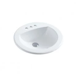 Unbranded Mercy 8 in. Drop-In Ceramic Circular Bath Sink with Overflow in Glossy White