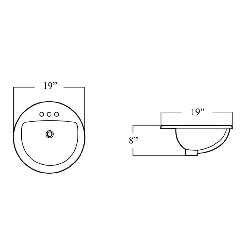 Kingsman Hardware 19 in. Round Topmount/Self Rimming/Drop-In Glazed Vitreous Ceramic Lavatory Vanity Bathroom Sink Pure in White 5 Kingsman Hardware 19 in. Round Topmount/Self Rimming/Drop-In Glazed Vitreous Ceramic Lavatory Vanity Bathroom Sink Pure in White - Image 3