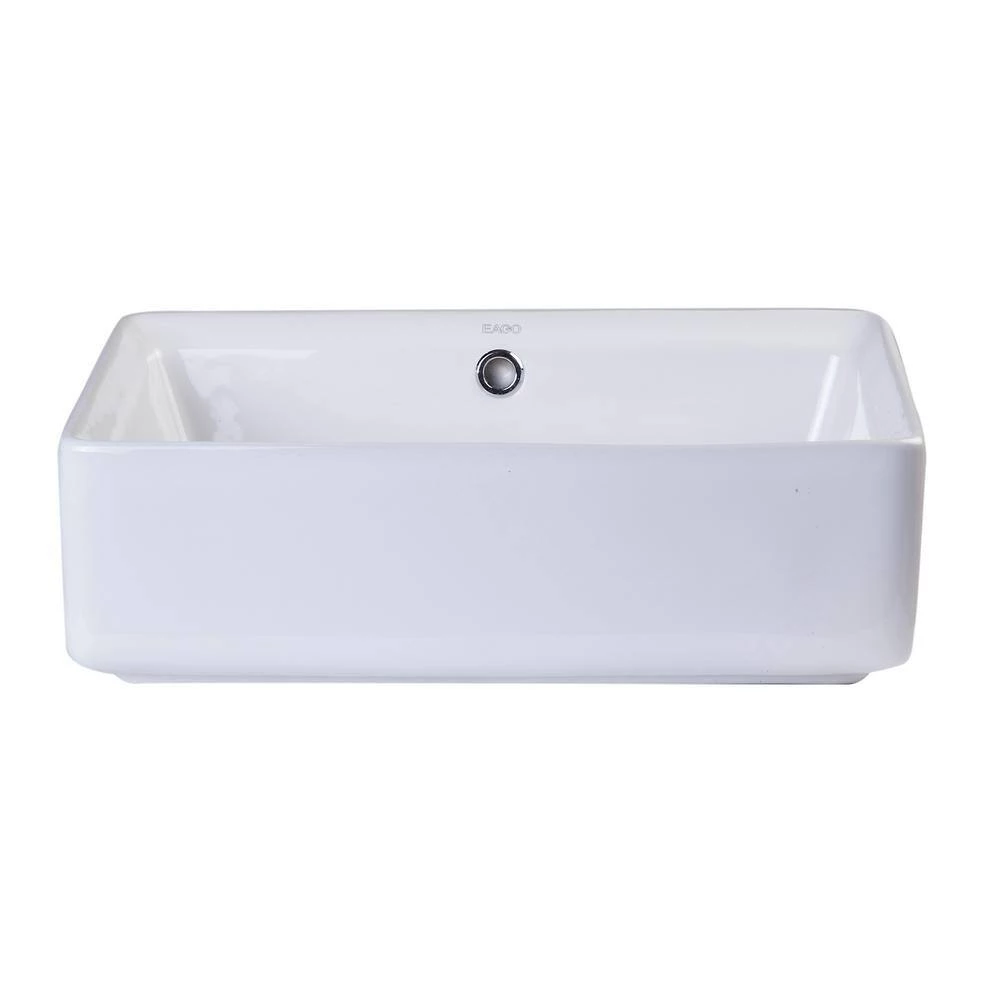 EAGO Rectangular Ceramic Vessel Sink in White with Overflow Cover 8 EAGO Rectangular Ceramic Vessel Sink in White with Overflow Cover - Image 6