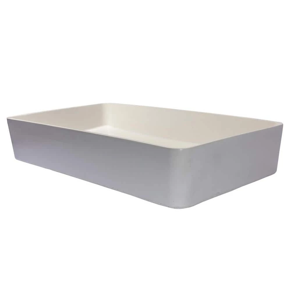 Eden Bath Wide White Concrete Rectangular Vessel Sink with Drain 7 Eden Bath Wide White Concrete Rectangular Vessel Sink with Drain - Image 5