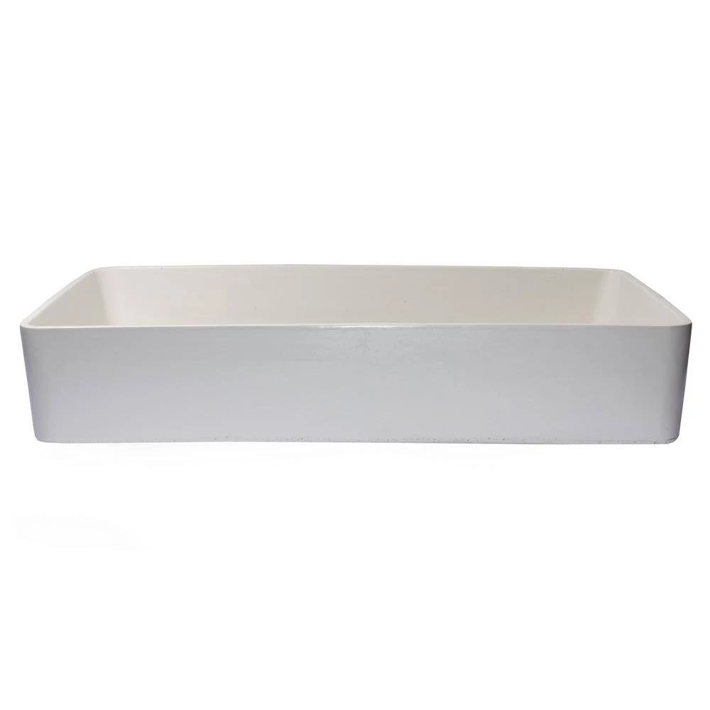 Eden Bath Wide White Concrete Rectangular Vessel Sink with Drain 5 Eden Bath Wide White Concrete Rectangular Vessel Sink with Drain - Image 3