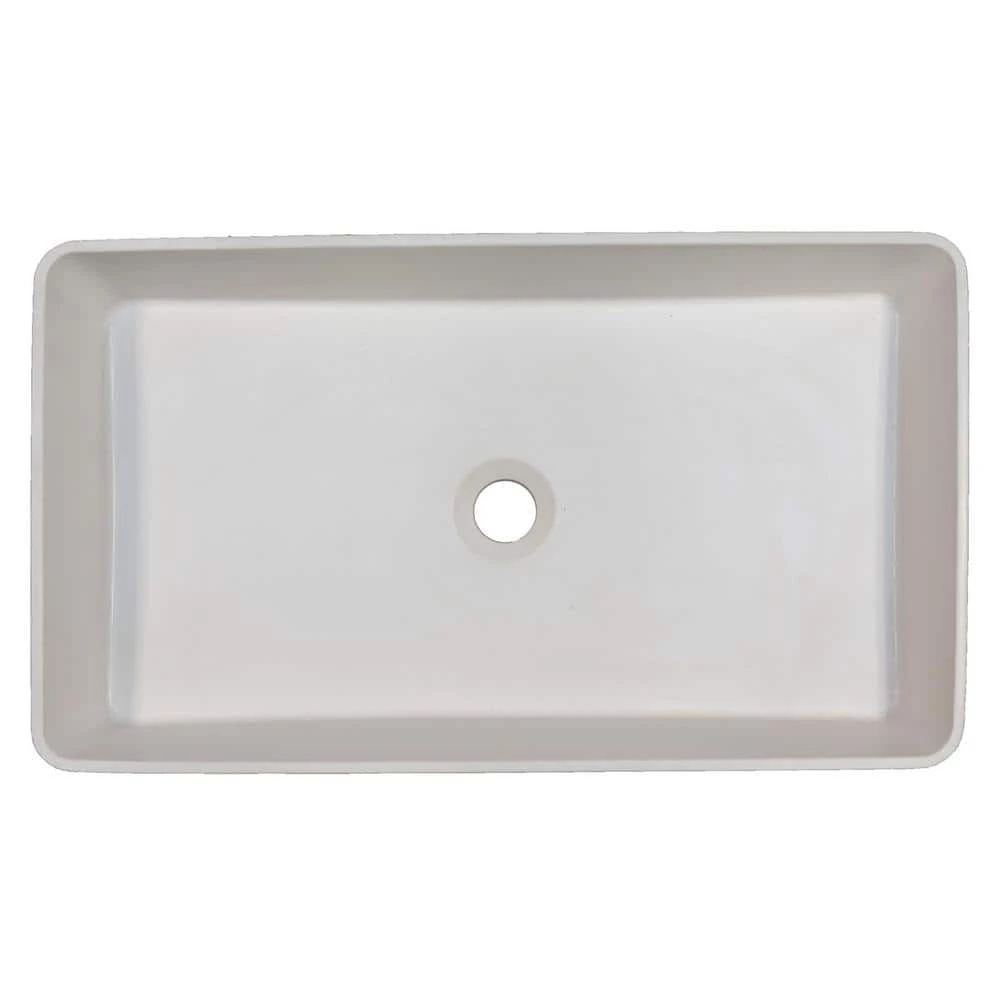 Eden Bath Wide White Concrete Rectangular Vessel Sink with Drain 9 Eden Bath Wide White Concrete Rectangular Vessel Sink with Drain - Image 7