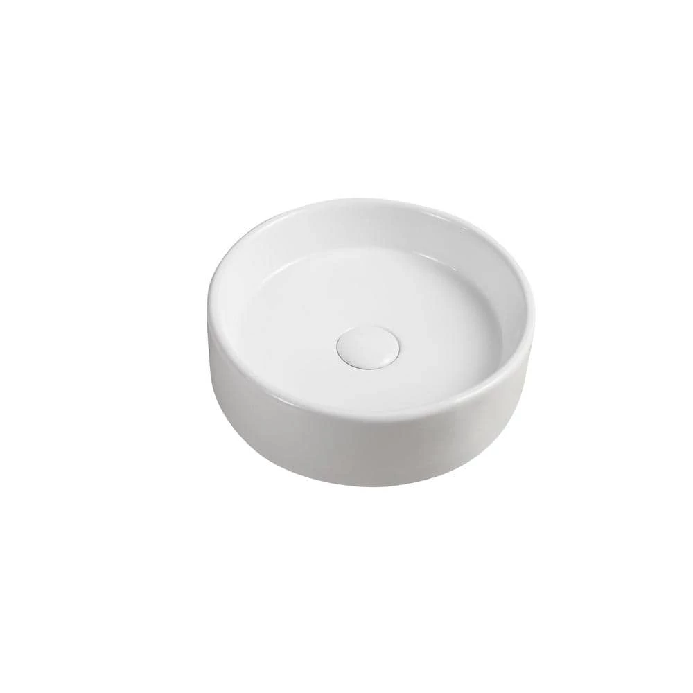 Elanti Round Vessel Bathroom Sink in White 3 Elanti Round Vessel Bathroom Sink in White