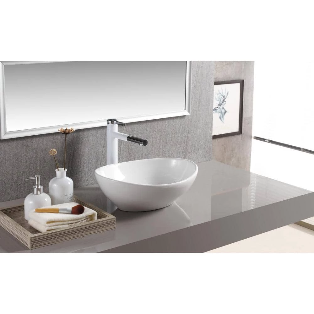 Elanti Oval Vessel Bathroom Sink in White 6 Elanti Oval Vessel Bathroom Sink in White - Image 4