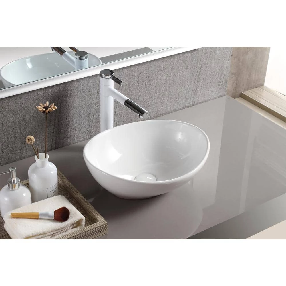 Elanti Oval Vessel Bathroom Sink in White 7 Elanti Oval Vessel Bathroom Sink in White - Image 5