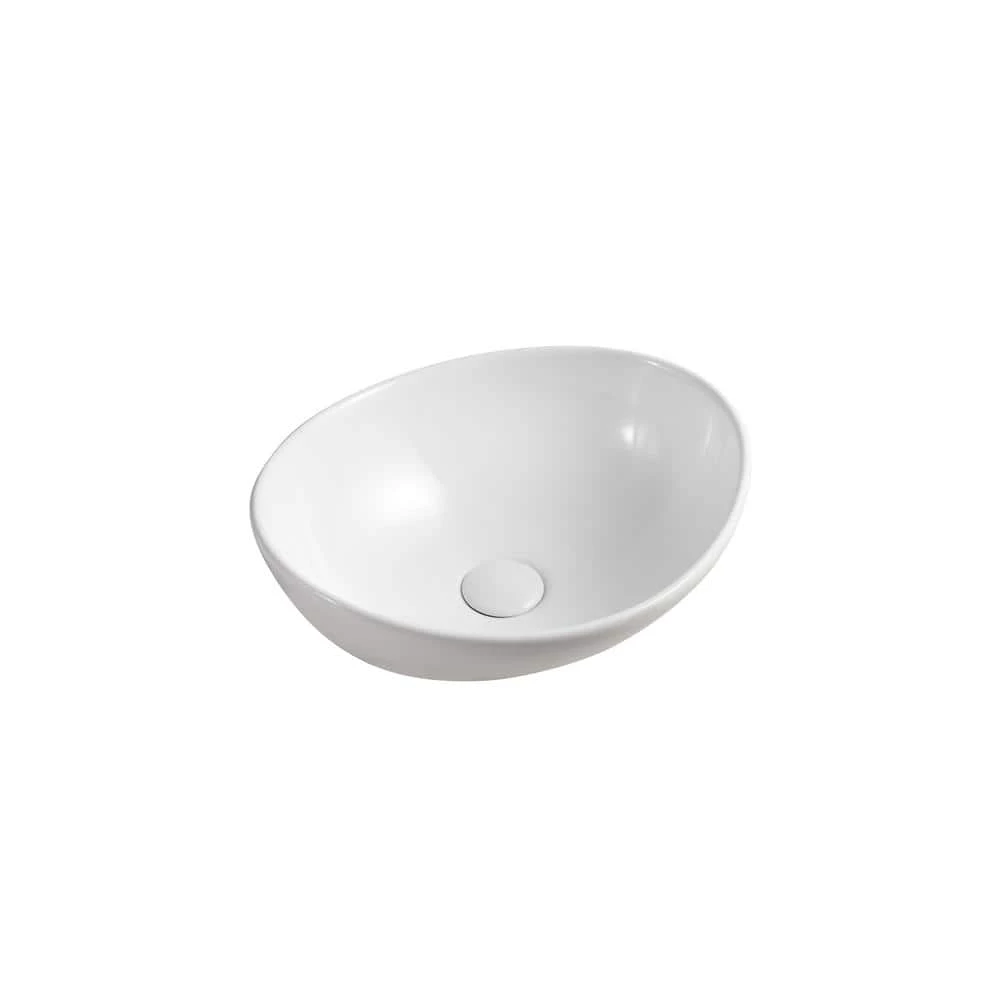 Elanti Oval Vessel Bathroom Sink in White 3 Elanti Oval Vessel Bathroom Sink in White