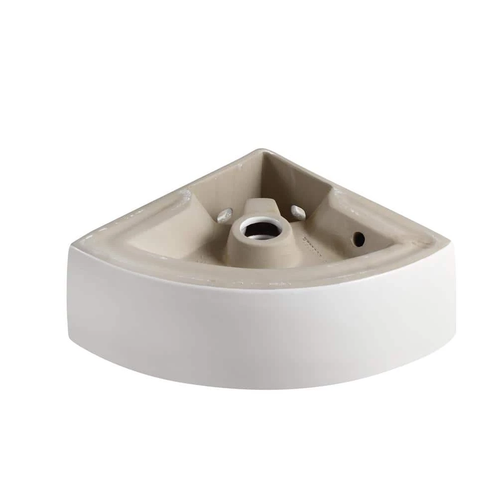 Elanti Wall-Mounted Corner Bathroom Sink in White 6 Elanti Wall-Mounted Corner Bathroom Sink in White - Image 4