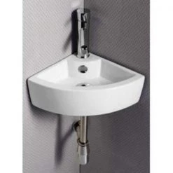 Elanti Wall-Mounted Corner Bathroom Sink in White 17 Elanti Wall-Mounted Corner Bathroom Sink in White -Bathroom Sinks Sales white elanti wall mount sinks ec9808 31 1000