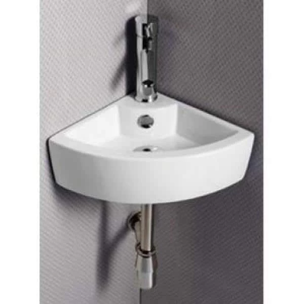 Elanti Wall-Mounted Corner Bathroom Sink in White 10 Elanti Wall-Mounted Corner Bathroom Sink in White - Image 8