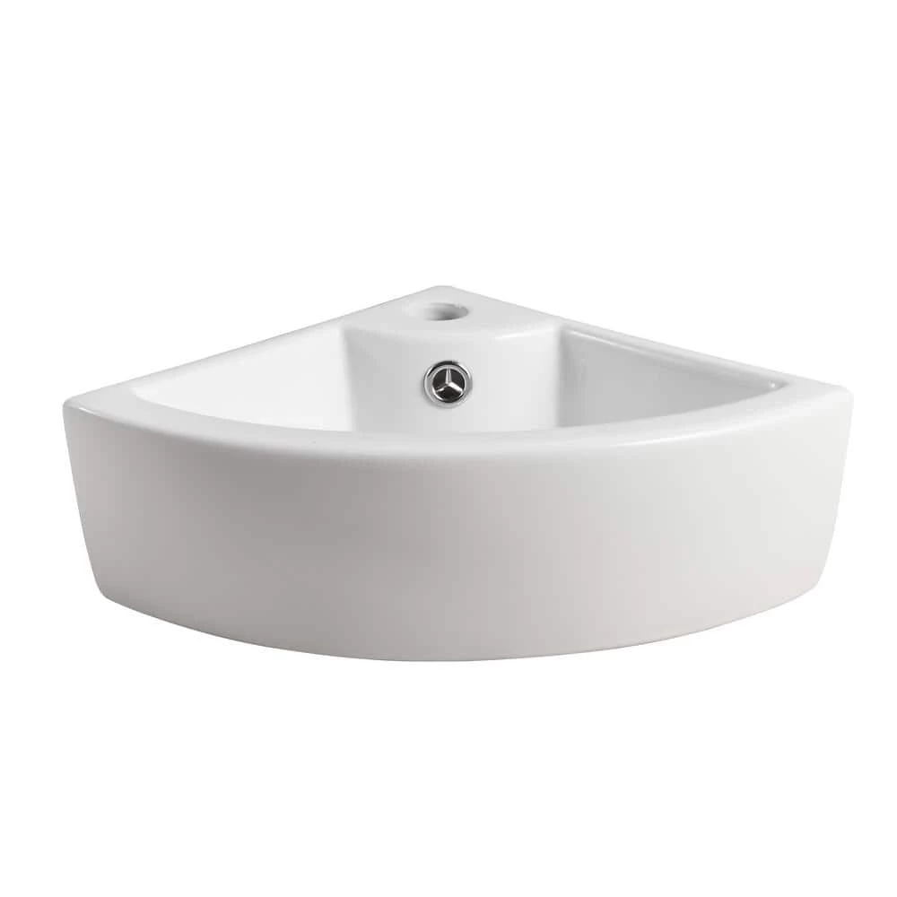 Elanti Wall-Mounted Corner Bathroom Sink in White 5 Elanti Wall-Mounted Corner Bathroom Sink in White - Image 3