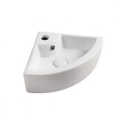 Elanti Wall-Mounted Corner Bathroom Sink in White