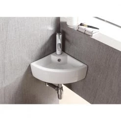 Elanti Wall-Mounted Corner Bathroom Sink in White 15 Elanti Wall-Mounted Corner Bathroom Sink in White -Bathroom Sinks Sales white elanti wall mount sinks ec9808 fa 1000