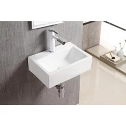 Elanti Wall-Mounted Rectangle Bathroom Sink in White 12 Elanti Wall-Mounted Rectangle Bathroom Sink in White -Bathroom Sinks Sales white elanti wall mount sinks ec9859 44 1000