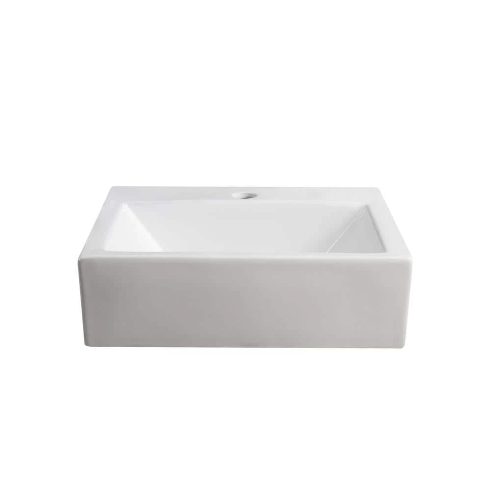Elanti Wall-Mounted Rectangle Bathroom Sink in White 5 Elanti Wall-Mounted Rectangle Bathroom Sink in White - Image 3
