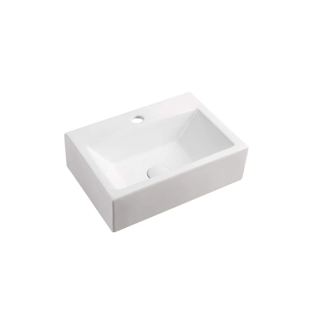Elanti Wall-Mounted Rectangle Bathroom Sink in White 3 Elanti Wall-Mounted Rectangle Bathroom Sink in White
