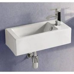 Elanti Wall-Mounted Left-Facing Rectangle Bathroom Sink in White -Bathroom Sinks Sales white elanti wall mount sinks ec9899 l 31 1000