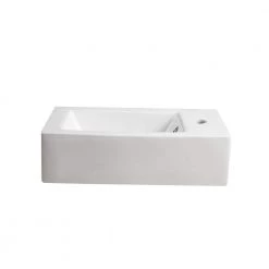 Elanti Wall-Mounted Left-Facing Rectangle Bathroom Sink in White -Bathroom Sinks Sales white elanti wall mount sinks ec9899 l 4f 1000
