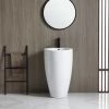 Eridanus 33 in. Tall Round Ceramic Pedestal Sink with Overflow and Pop-Up Drain