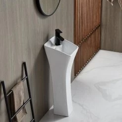 Eridanus 12 in. W x 11 in. L Rectangle Ceramic Pedestal Sink and Basin Combo with Overflow and Pop-Up Drain -Bathroom Sinks Sales white eridanus pedestal sinks junxlp 093 new 31 1000