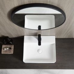 Eridanus Modern White 19 in. Vessel Sink in Ceramic Rectangular Bathroom Cloakroom Sink with Overflow -Bathroom Sinks Sales white eridanus vessel sinks junxlp 048 44 1000