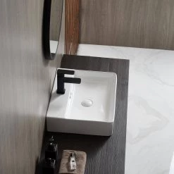 Eridanus Modern White 19 in. Vessel Sink in Ceramic Rectangular Bathroom Cloakroom Sink with Overflow -Bathroom Sinks Sales white eridanus vessel sinks junxlp 048 4f 1000