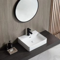 Eridanus Modern White 19 in. Vessel Sink in Ceramic Rectangular Bathroom Cloakroom Sink with Overflow -Bathroom Sinks Sales white eridanus vessel sinks junxlp 048 c3 1000
