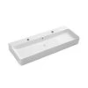Eridanus 43 in. White Modern Sink Rectangular Ceramic Vessel Sink Overflow with Pop Up Drain