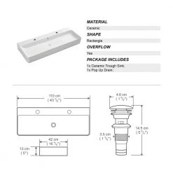 Eridanus 43 in. White Modern Sink Rectangular Ceramic Vessel Sink Overflow with Pop Up Drain -Bathroom Sinks Sales white eridanus vessel sinks junxlp 070 d4 1000