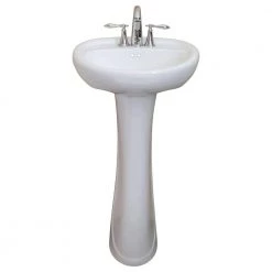 FINE FIXTURES Prestige 19.5 in. W x 17.5 in. L Modern White Ceramic Pedestal Sink and Basin Combo -Bathroom Sinks Sales white fine fixtures pedestal sinks pr2017w 4f 1000