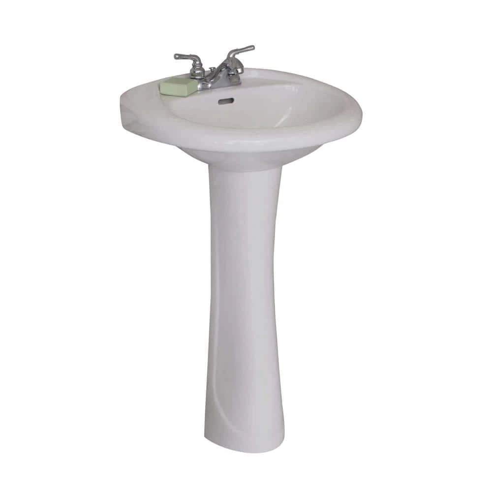 FINE FIXTURES Prestige 22.12 in. W x 18.25 in. D Ceramic Pedestal Sink and Basin Combo in Modern White 6 FINE FIXTURES Prestige 22.12 in. W x 18.25 in. D Ceramic Pedestal Sink and Basin Combo in Modern White - Image 4