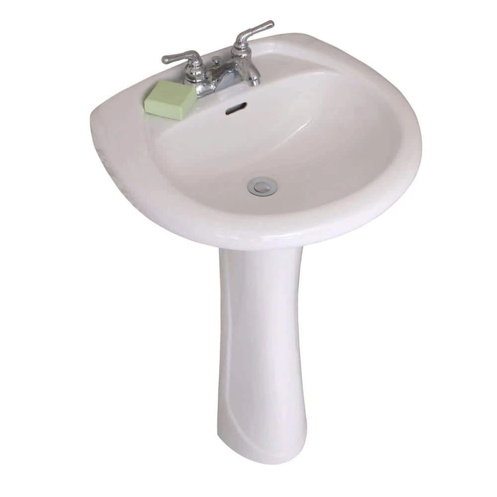 FINE FIXTURES Prestige 22.12 in. W x 18.25 in. D Ceramic Pedestal Sink and Basin Combo in Modern White 4 FINE FIXTURES Prestige 22.12 in. W x 18.25 in. D Ceramic Pedestal Sink and Basin Combo in Modern White - Image 2