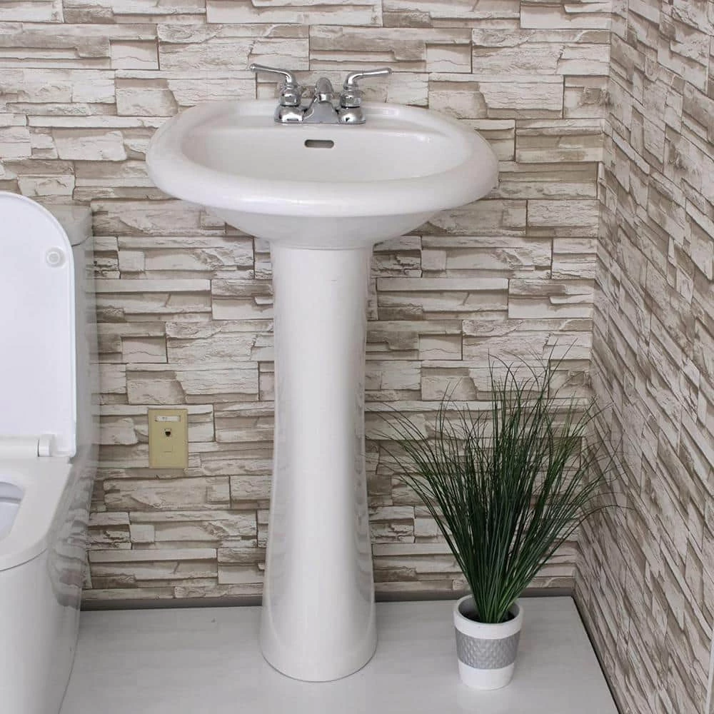 FINE FIXTURES Prestige 22.12 in. W x 18.25 in. D Ceramic Pedestal Sink and Basin Combo in Modern White 8 FINE FIXTURES Prestige 22.12 in. W x 18.25 in. D Ceramic Pedestal Sink and Basin Combo in Modern White - Image 6