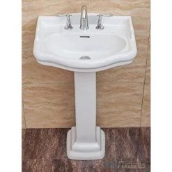 FINE FIXTURES Roosevelt 22 in. Pedestal White Vitreous China Rectangular Vessel Sink with Overflow 8 in. Faucet Hole -Bathroom Sinks Sales white fine fixtures pedestal sinks rs22w8 4f 1000