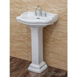 FINE FIXTURES Roosevelt 22 in. Pedestal White Vitreous China Rectangular Vessel Sink with Overflow 8 in. Faucet Hole -Bathroom Sinks Sales white fine fixtures pedestal sinks rs22w8 c3 1000