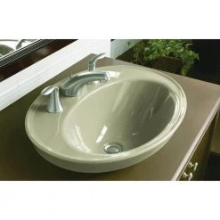 KOHLER Serif Ceramic Drop-In Bathroom Sink in White with Overflow Drain -Bathroom Sinks Sales white finish kohler drop in bathroom sinks k 2075 8 0 1d 1000