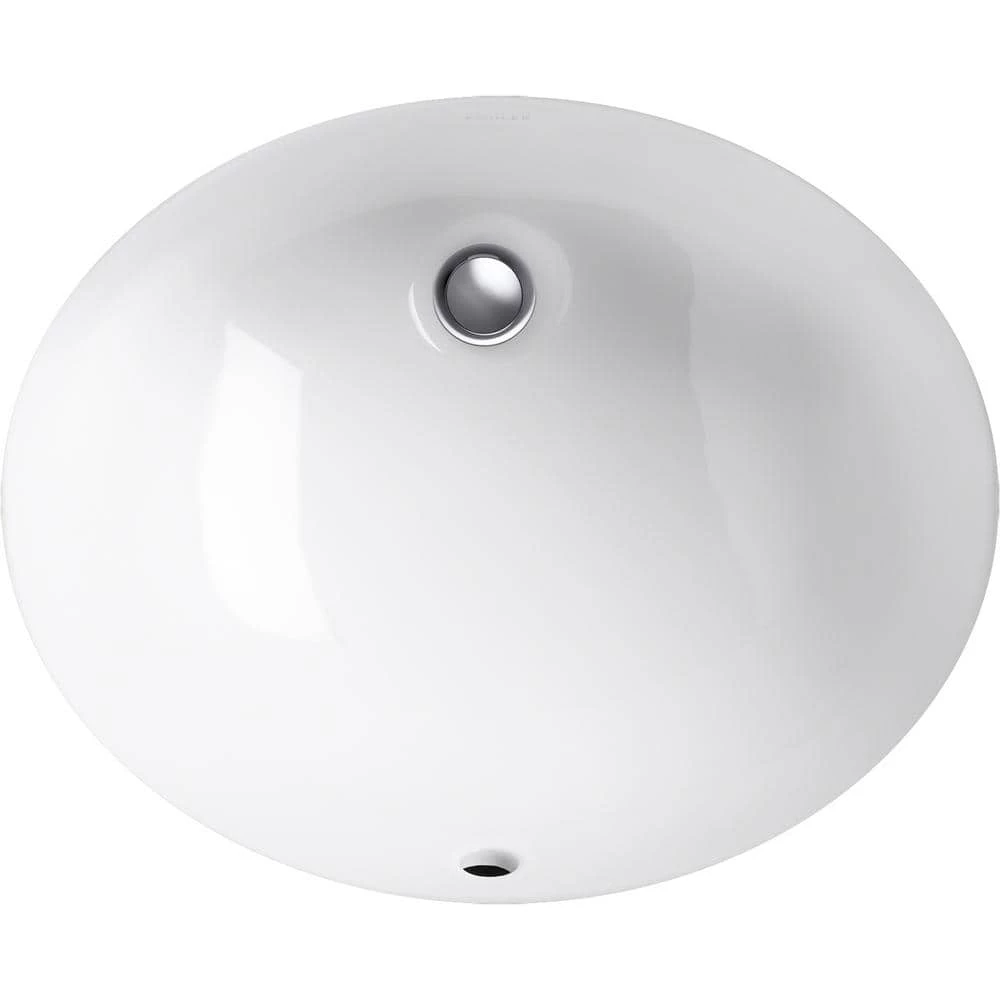 KOHLER Caxton 16-1/4 in. Oval Vitreous China Undermount Bathroom Sink in White with Overflow Drain 10 KOHLER Caxton 16-1/4 in. Oval Vitreous China Undermount Bathroom Sink in White with Overflow Drain - Image 8