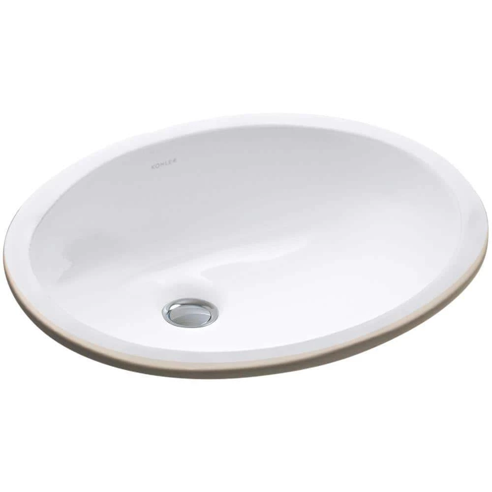 KOHLER Caxton 16-1/4 in. Oval Vitreous China Undermount Bathroom Sink in White with Overflow Drain 3 KOHLER Caxton 16-1/4 in. Oval Vitreous China Undermount Bathroom Sink in White with Overflow Drain