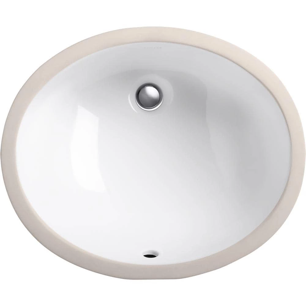 KOHLER Caxton 16-1/4 in. Oval Vitreous China Undermount Bathroom Sink in White with Overflow Drain 9 KOHLER Caxton 16-1/4 in. Oval Vitreous China Undermount Bathroom Sink in White with Overflow Drain - Image 7