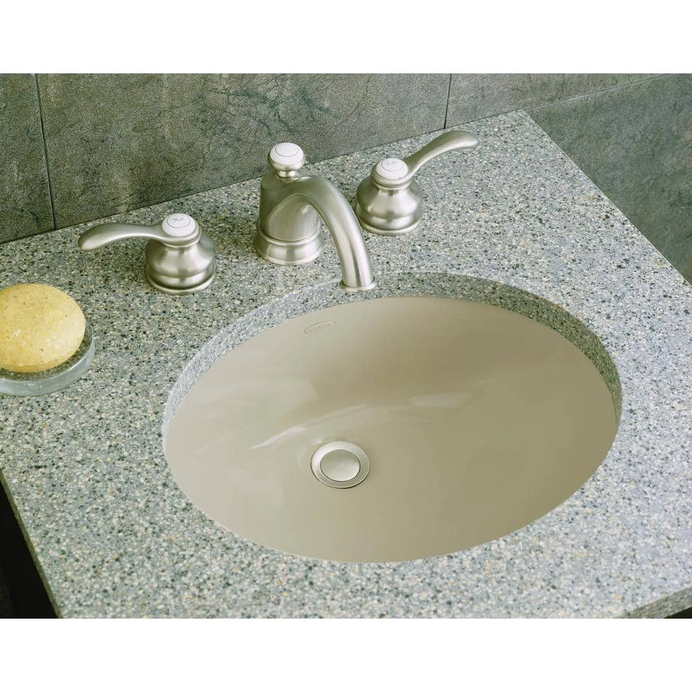 KOHLER Caxton 16-1/4 in. Oval Vitreous China Undermount Bathroom Sink in White with Overflow Drain 4 KOHLER Caxton 16-1/4 in. Oval Vitreous China Undermount Bathroom Sink in White with Overflow Drain - Image 2