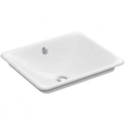 KOHLER Iron Plains Vessel Cast Iron Bathroom Sink in White with Painted Underside and Overflow