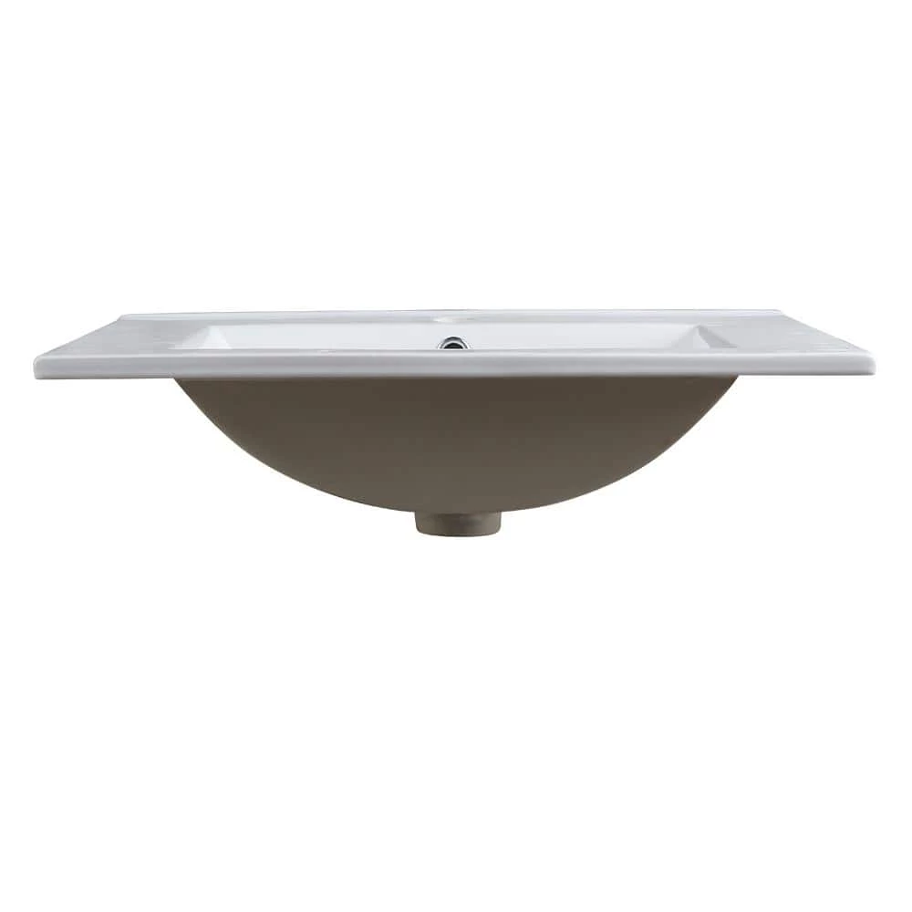Fresca Torino 24 in. Drop-In Ceramic Bathroom Sink in White with Integrated Bowl 6 Fresca Torino 24 in. Drop-In Ceramic Bathroom Sink in White with Integrated Bowl - Image 4