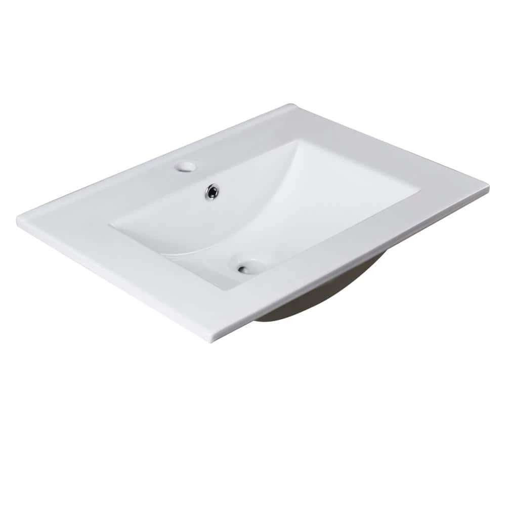 Fresca Torino 24 in. Drop-In Ceramic Bathroom Sink in White with Integrated Bowl 5 Fresca Torino 24 in. Drop-In Ceramic Bathroom Sink in White with Integrated Bowl - Image 3